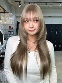 ミルクティーブロンド/ダークブルー/デジタルパーマ/表参道