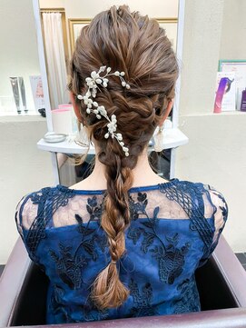 ミシェリー(misherry) 結婚式ウェーブ巻きアレンジヘアセットお呼ばれポニーテール飾り