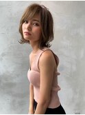 大人かわいい前髪セシルカットココアブラウンフリンジウェーブ