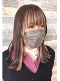 セミロング切りっぱなしフェイスフレーミングインナーカラー