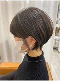 丸みショート/アースカラー/カーキベージュ/アッシュオリーブ