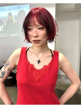 レコ 渋谷(LECO) レッドローライトショートボブ