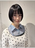 ミニボブ/ボブ/顔まわりレイヤー/黒髪ボブ/似合わせカット