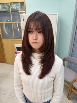 アース 上本町店(HAIR&MAKE EARTH) ★冬の暖色レイヤーカットブラウンカラー◎ブリーチなし×艶髪