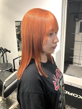 ココ 原宿(KOKO) ぱっつん前髪イメチェンピンクベージュオレンジカラー