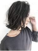 Rumor×3Dハイライトカラー ホワイトアッシュ抜け感レイヤーロブ