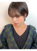 マニッシュ　ネイビーカラー　シアーグレージュ　ショート