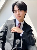 爽やかメンズ☆ビジネスショートマッシュ黒髪透明感カラー