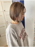 大人可愛いショートボブ白髪ぼかし20代30代40代/大分
