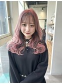 ホワイトピンクインナーカラーピンクベージュ