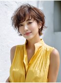 ☆ホワイトグレージュミニウルフデジタルパーマチェリーブラウン