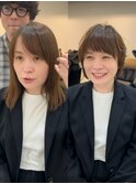 似合わせショート白髪ぼかし脱白髪染めレイヤー40代50代60代下村