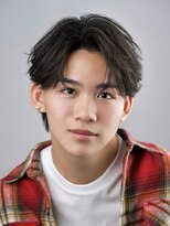 オーシャントーキョーオーバー 渋谷(OCEAN TOKYO OVER) 黒髪リクルートツーブロックニュアンスパーマセンターパート