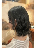ヘアメイク フレンシア(hair make flencia)&nbsp;清楚な色気！黒髪ニュアンスウェーブボブ【090スタイル】