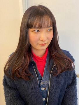 パーク 福岡天神西通り店(parc) ぱっつん前髪　アッシュピンクカラー　韓国ヘア　顔周りカット