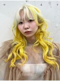 15005ブリーチ＆ダブルカラーホワイトブロンドインナーイエロー