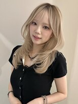 ライン(LINE)&nbsp;韓国風/レイヤー/前髪カット/オリーブ/透明感/ハッシュカット