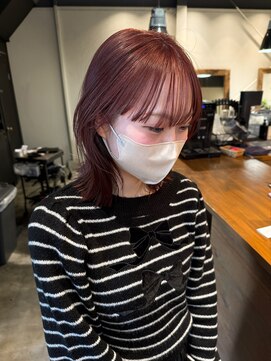 オリ(oli) ブリーチ無しダブルカラーでピンクベージュ