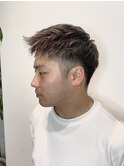 メンズ刈り上げショートかきあげ前髪ハイライト