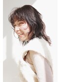 30代カジュアルウルフ外はねレイヤー/ピンクブラウン