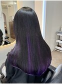 ブリーチありダブルカラー/パープルインナー/ロングスタイル