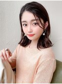 ボブシースルーぱっつん前髪おくれ毛ロブミディアムロング
