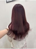 大人可愛いロングブリーチなしカラーピンクブラウン韓国ヘア
