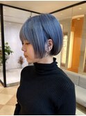 大人20代30代オススメアッシュブルーショートボブ