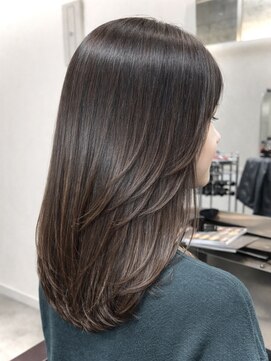 フリック 京都河原町店(FLICK) ★ミディアムレイヤー/透明感カラー/オリーブグレージュ