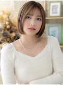 シースルーバングダークブラウン小顔ミニボブc8川口20代30代40代