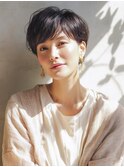 重めバング/アッシュブラック/マッシュショート/本厚木