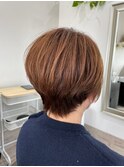 大人かわいい丸みショート×オレンジベージュ　20代30代40代