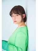 暗髪前髪パーマボブ