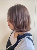 外ハネボブ○切りっぱボブ○顔まわりカット○ベージュカラー