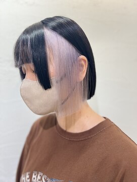 アジールヘア 池袋東口店(agir hair) ハイトーンインナーカラーホワイトラベンダーブリーチ2回　池袋