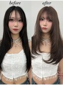 韓国ヘア　2wayバング  レイヤーカット くびれヘア  顔周り