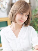 カバーヘア イヴ 戸頭店(COVER HAIR EVE)&nbsp;斜めバング×シアーベージュ小顔前下がりボブa戸頭10代20代30代