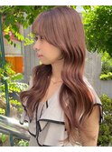 レイヤーロングベージュピンクチェリーブラウンメルティカラー