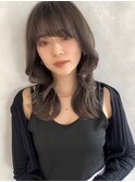 韓国くびレイヤーセクシーミディ×ダークアッシュグレーベージュ
