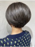 40代女性 丸みショート ハイライト