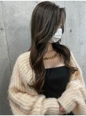 レイヤーロングセミディ長め前髪色っぽヘアTheC海老名