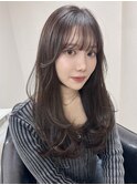 顔まわりレイヤー 艶カラー 暗髪 韓国風 髪質改善 福岡美容室