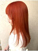 ブリーチ２回　オレンジカラー　簡単スタイリング