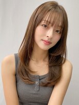 エトラ 渋谷店(etora) 小顔 前髪 レイヤーカット くびれヘア アプリコットオレンジ"