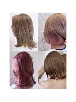 インナーカラーやグラデーションもお任せ♪ダメージレスにこだわった施術で透明感ツヤ感UPな仕上がりに◎