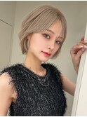 王子ボブ白髪ぼかしハイライトショートボブカット20代30代40代