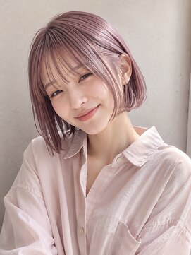 シエル 大名店(CIEL) 透明感ピンクラベンダー×切りっぱなしボブ