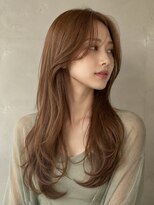 モト 船橋(moto)&nbsp;韓国ロングレイヤー顔周りカット上品艶髪ウォームベージュ船橋