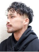 七三オールバックツイストパーマかき上げヘアコンマヘア1