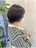 髪質改善トリートメント_マロンベージュ Aラインボブ かきあげ